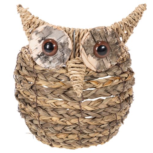 Cesta de coruja trançada à mão para decoração de peitoril de janela, 18 cm | Floristik24.pt
