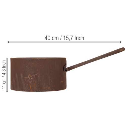 Vaso de metal para plantas, floreira, recipiente na cor ferrugem, item decorativo, Ø20cm A11cm | Floristik24.pt
