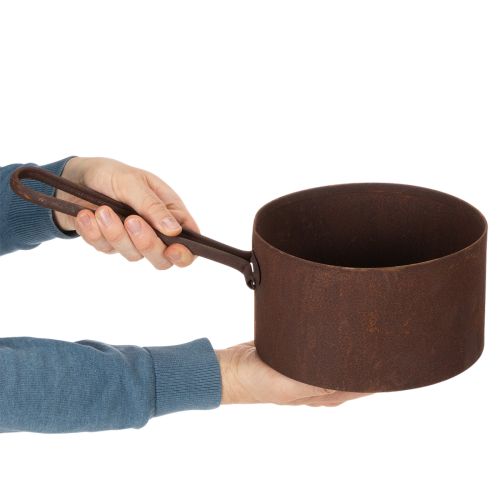 Vaso de metal para plantas, floreira, recipiente na cor ferrugem, item decorativo, Ø20cm A11cm | Floristik24.pt