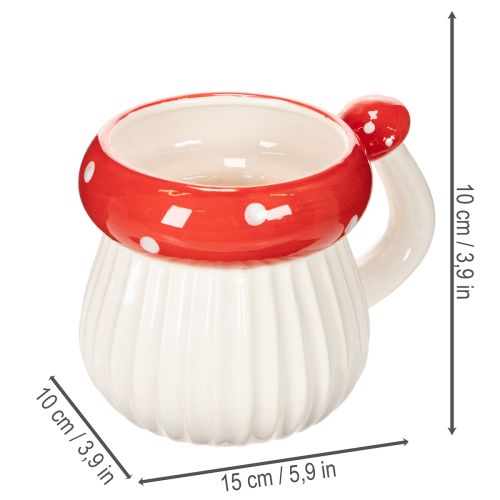 Caneca de cerâmica com decoração de cogumelo amanita muscaria, 10 cm | Floristik24.pt