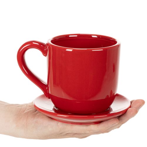 Xícara decorativa grande com pires, ideal para usar como vaso de plantas, 17 cm | Floristik24.pt