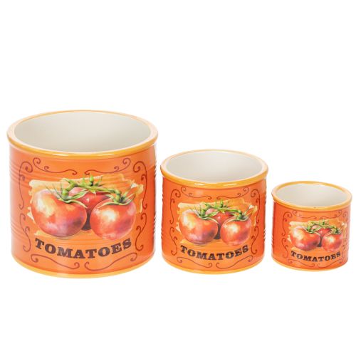 Itens Conjunto de 3 vasos decorativos de cerâmica para tomateiro, ideais para cozinha e decoração retrô, 14 cm de diâmetro.