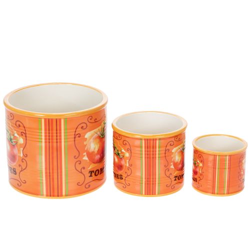 Itens Conjunto de 3 vasos decorativos de cerâmica para tomateiro, ideais para cozinha e decoração retrô, 14 cm de diâmetro.