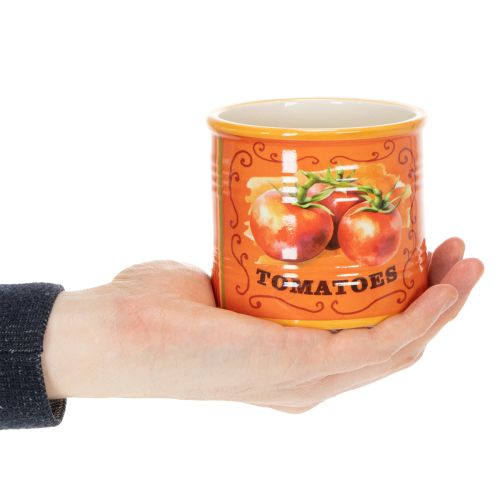 Itens Conjunto de 3 vasos decorativos de cerâmica para tomateiro, ideais para cozinha e decoração retrô, 14 cm de diâmetro.