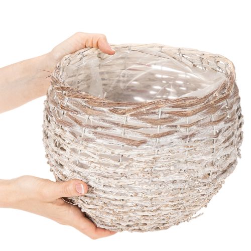 Cesto redondo trançado, cesto decorativo grande para plantio, 23 cm | Floristik24.pt