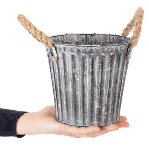 Vaso de metal para plantas, vaso decorativo com alças, floreira, cachepô Ø16,5cm | Floristik24.pt