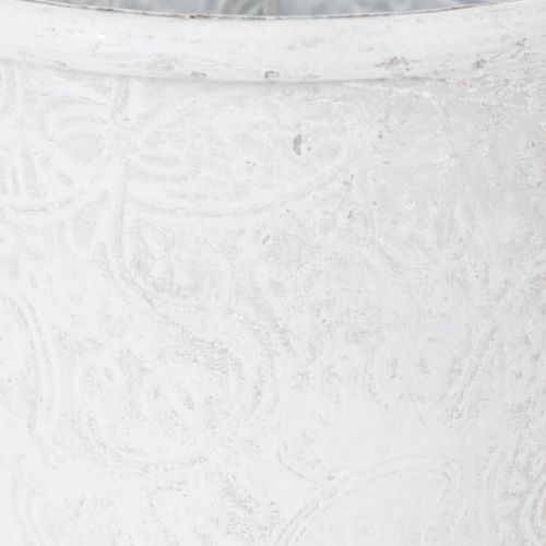 Itens Vaso de plantas com ornamentos, cachepô, recipiente de metal, branco, Ø15,5cm, A14,5cm