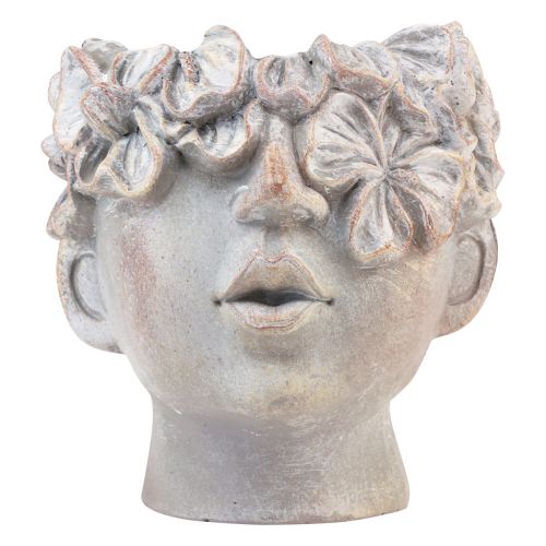 Itens Vaso de planta com busto de concreto com aspecto de concreto Alt.14cm