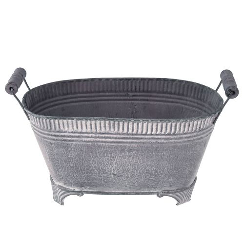 Floristik24 Vaso para plantas Vaso de flores oval Pé de metal Roxo Branco L28cm