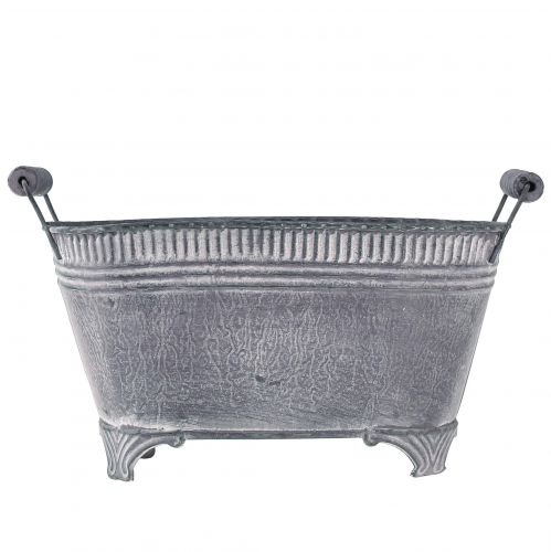 Floristik24 Vaso para plantas Vaso de flores oval Pé de metal Roxo Branco L28cm