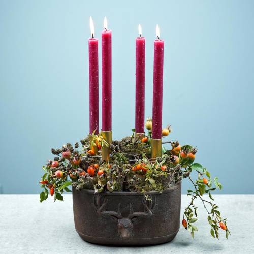 Floristik24 Vaso de plantas com pátina de ferrugem com cabeça de veado 24cm x 14cm Alt.13cm