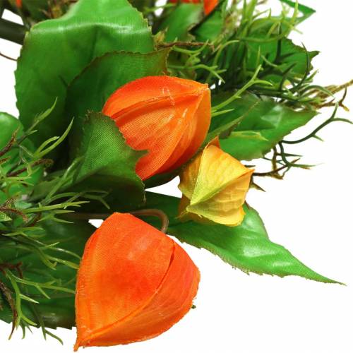 Floristik24 Guirlanda de Physalis laranja artificial, verde Ø28cm decoração de outono