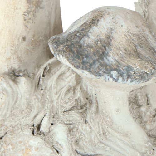 Itens Decoração cogumelo pedra fundida cinza branco lavado 21,5×18×22cm