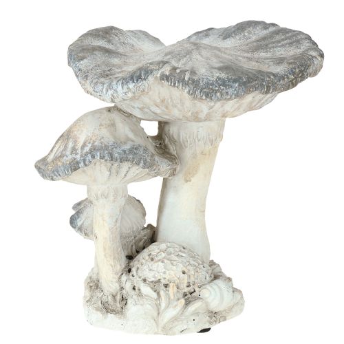 Itens Decoração cogumelo pedra fundida cinza branco lavado 21,5×18×22cm