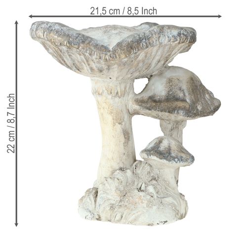 Itens Decoração cogumelo pedra fundida cinza branco lavado 21,5×18×22cm