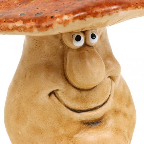 Floristik24 Cogumelo decorativo em cerâmica com rosto castanho Alt. 12cm 3uds
