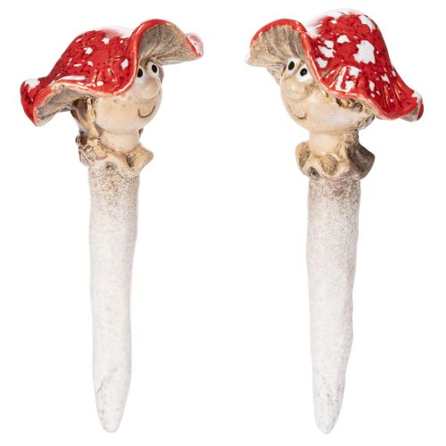 Conjunto de 2 figuras decorativas de cogumelo Amanita muscaria, menina e menino, com rosto, 13 cm. comprar | Floristik24.pt