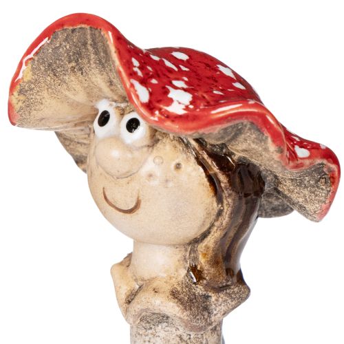 Conjunto de 2 figuras decorativas de cogumelo Amanita muscaria, menina e menino, com rosto, 13 cm. | Floristik24.pt