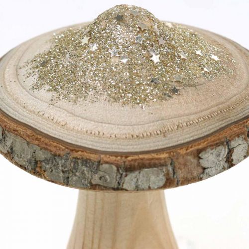 Floristik24 Casca de cogumelo de madeira e glitter deco cogumelos madeira A11cm 3uds