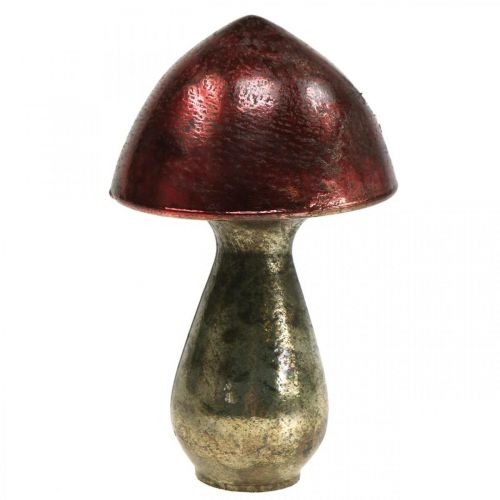 Itens Cogumelo Decorativo Vermelho Grande Vidro Decoração de Outono Ø14cm Alt.23cm