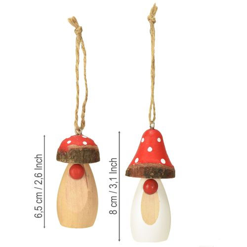 Itens Cogumelo para pendurar madeira branco, castanho sortido 6,5/8cm 8 un