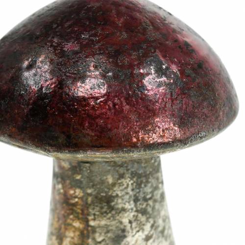 Floristik24 Vidro decorativo de acabamento metálico cogumelo cor framboesa, prata Alt.10cm