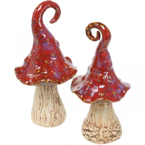 Floristik24 Cogumelos cerâmicos floresta mágica cogumelo decorativo vermelho decoração de cerâmica H16cm 2pcs