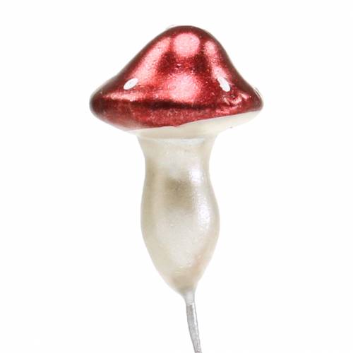 Floristik24 Cogumelos venenosos em arame vermelho, branco metálico 2cm 48 un