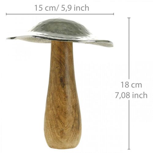 Floristik24 Cogumelo decorativo metal madeira prata, figura decorativa da natureza outono 18 cm