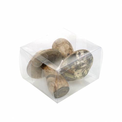 Floristik24 Cogumelo de madeira dourado, madeira natural de manga Ø6,8cm H9,8cm 2pcs