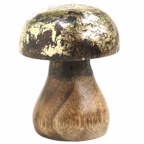 Floristik24 Cogumelo de madeira dourado, madeira natural de manga Ø5cm H6.5cm 4pcs