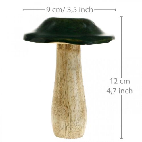 Floristik24 Decoração de outono em madeira de manga verde cogumelo feito de madeira Ø9cmH11cm 2pcs