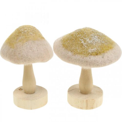 Floristik24 Deco madeira cogumelo, feltro com glitter decoração de mesa Advent H11cm 4pcs