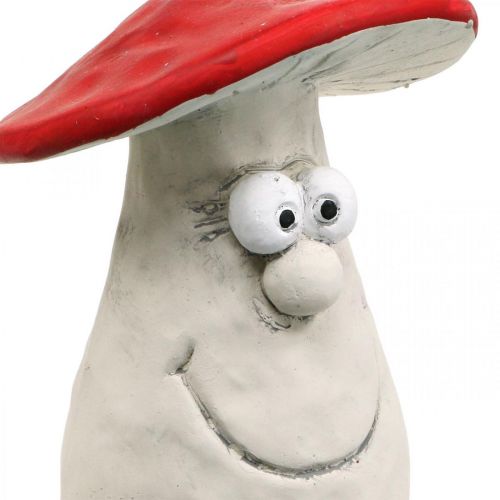 Floristik24 Cogumelo decorativo, decoração de outono, cogumelo de betão, amuleto da sorte, decoração para a passagem de ano vermelho, branco A20cm L10cm