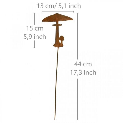 Floristik24 Estaca de jardim de cogumelo ferrugem deco decoração de outono de metal 44 cm