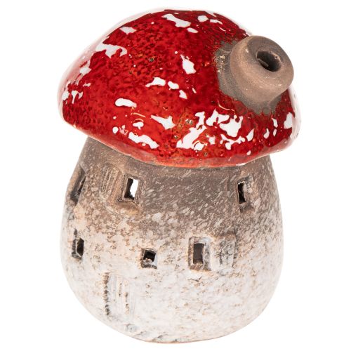 Casa de Cogumelo com Farol, Figura Decorativa de Amanita muscaria com Chaminé, 10cm, 2 peças | Floristik24.pt