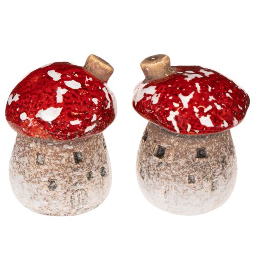 Decoração de casinha de cogumelos: Miniaturas de cogumelo Amanita muscaria (6 cm, 2 unidades)