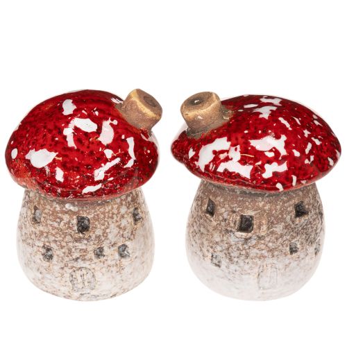 Decoração de casinha de cogumelos: Miniaturas de cogumelo Amanita muscaria (6 cm, 2 unidades) | Floristik24.pt