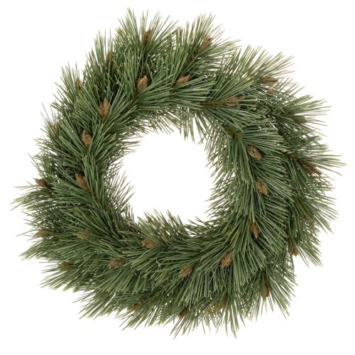Coroa artificial de ramos de pinheiro com pequenas pinhas, 40 cm