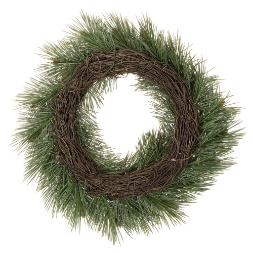 Coroa artificial de ramos de pinheiro com pequenas pinhas, 40 cm | Floristik24.pt