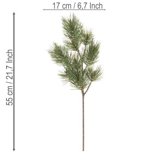 Ramo de pinheiro artificial decorativo, 55 cm, 3 peças | Floristik24.pt