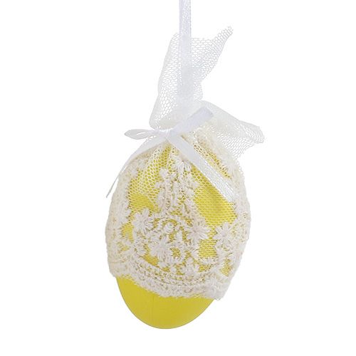 Floristik24 Ovos decorativos de plástico com tule para pendurar 6cm 6 unidades