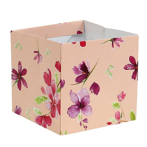 Floristik24 Saco de papel 12cm x 12cm rosa com padrão 8 unidades