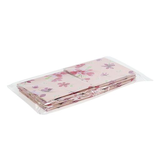Floristik24 Saco de papel 12cm x 12cm rosa com padrão 8 unidades