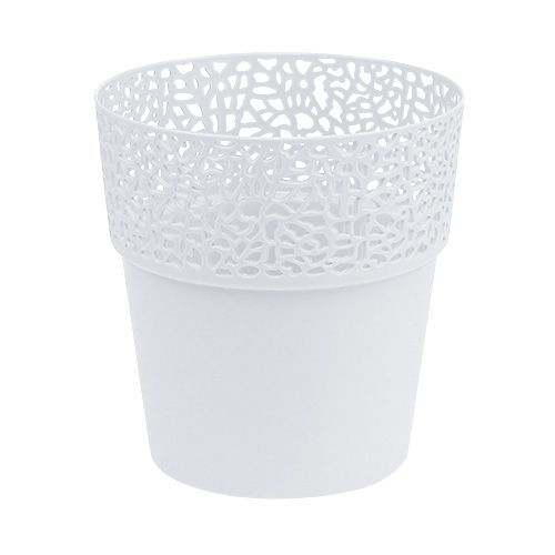 Floristik24 Floreira de plástico branca Ø14,5cm Alt.15,5cm 1 peça