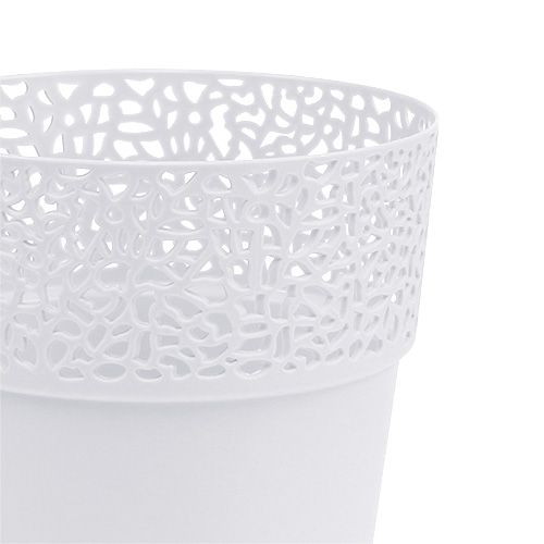 Floristik24 Floreira de plástico branca Ø14,5cm Alt.15,5cm 1 peça