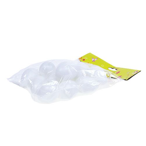 Floristik24 Ovo de plástico para pendurar 6cm branco 12pcs