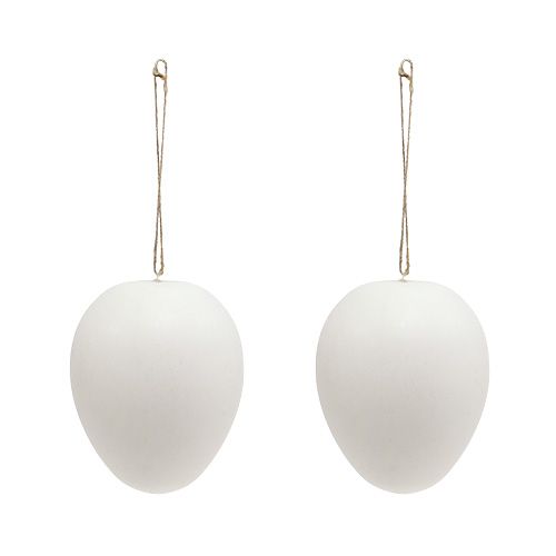 Floristik24 Ovo de plástico para pendurar branco 15cm 3 un