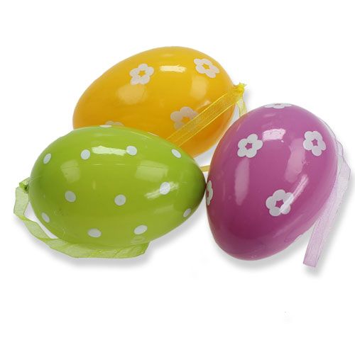 Floristik24 Ovos de páscoa decorativos de plástico para pendurar 9 cm 12 unidades