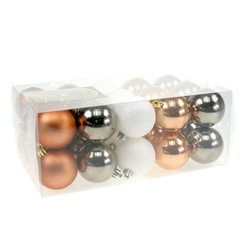 Floristik24 Mistura de bolas de plástico em marrom, cobre Ø6cm 30pcs
